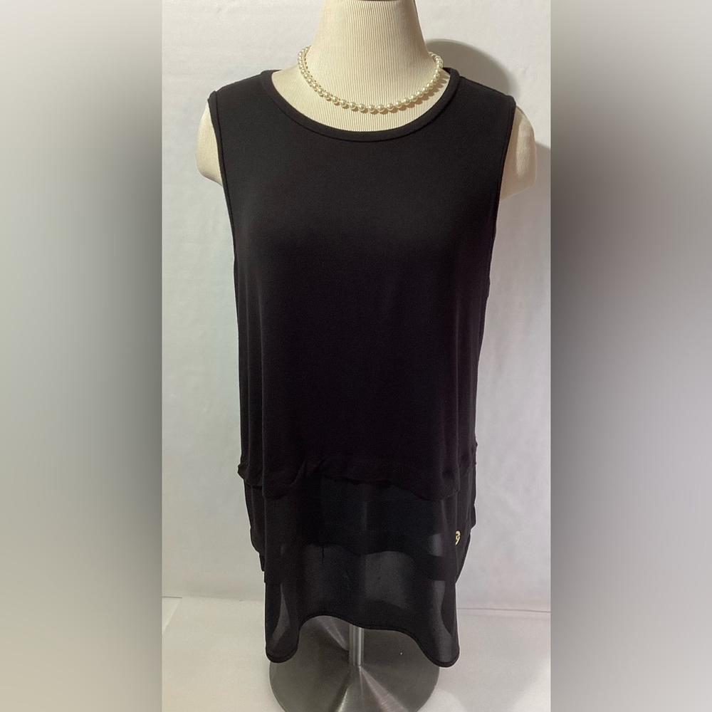Michael Kors Woman’s Top Size XL Black Sleeveless Viscose/Elastan Knit Pullover